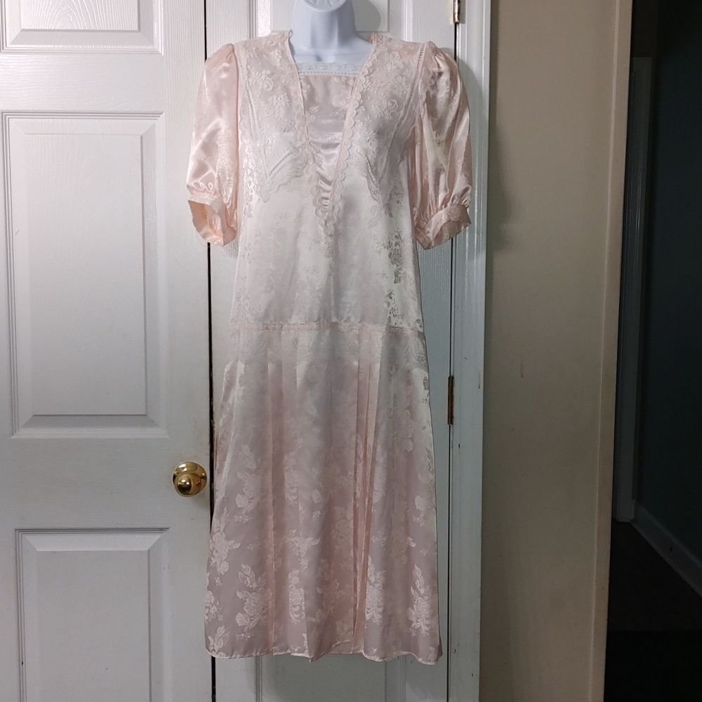 Gunne Sax Vintage Jessica McClintock  baby pink lace drop waist dress Sz 7/8